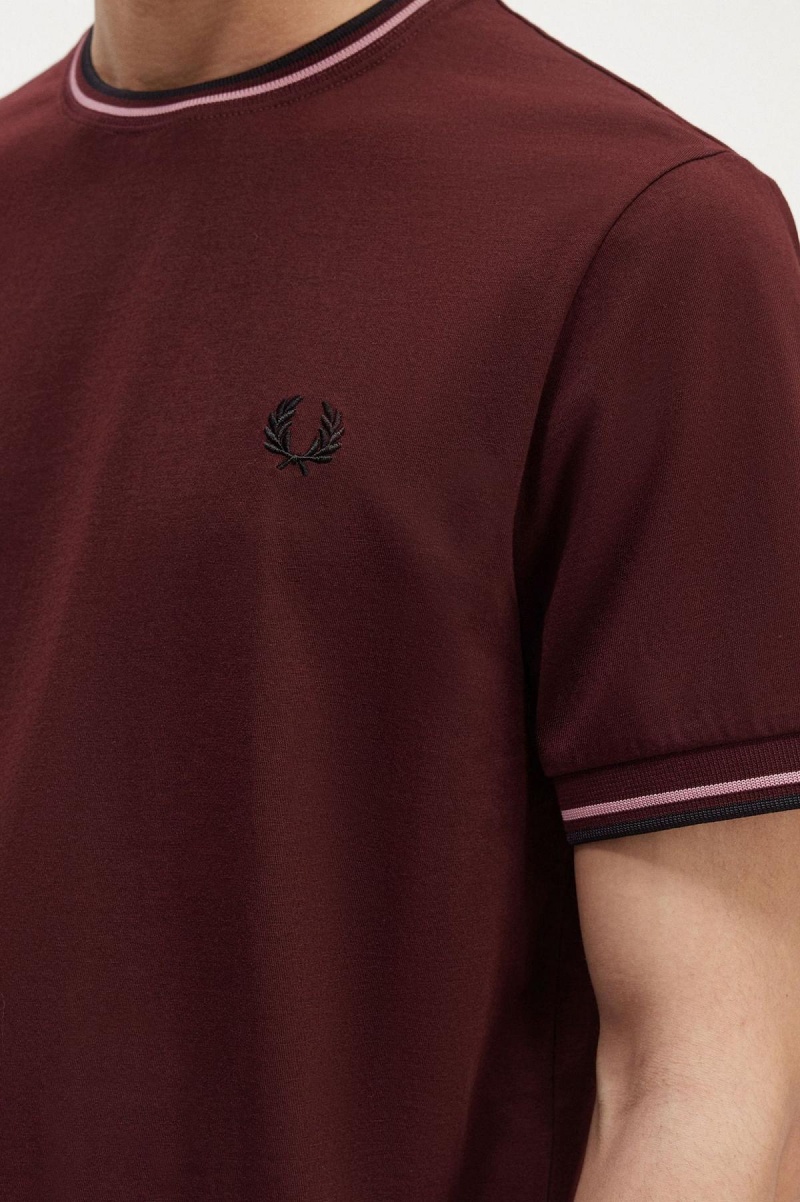 Camiseta Fred Perry Twin Tipped Hombre Oxblood | CLCIF69043