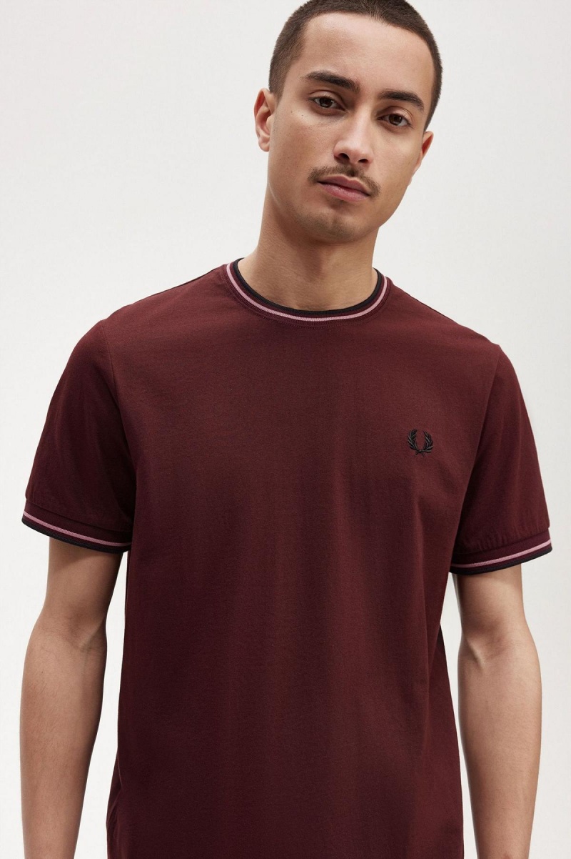 Camiseta Fred Perry Twin Tipped Hombre Oxblood | CLCIF69043