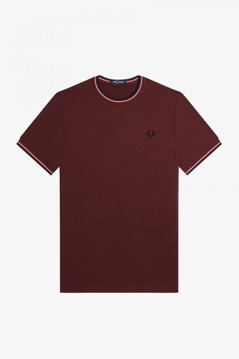 Camiseta Fred Perry Twin Tipped Hombre Oxblood | CLCIF69043