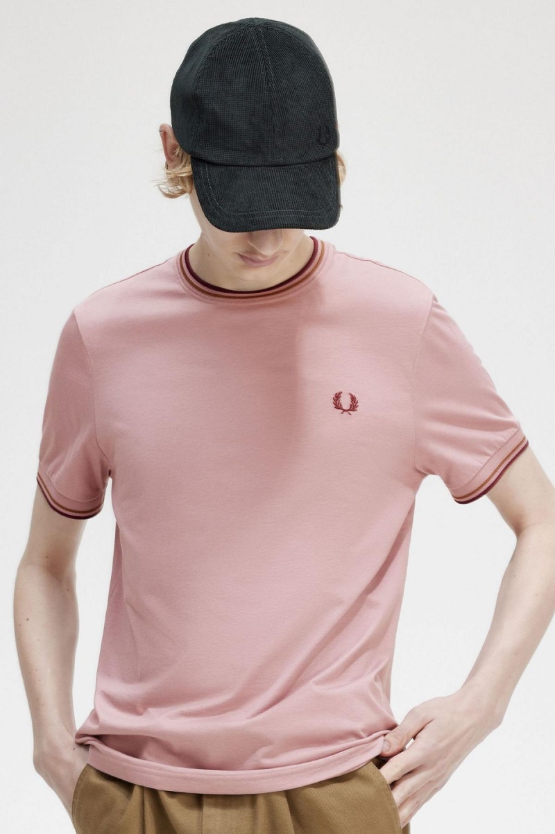 Camiseta Fred Perry Twin Tipped Hombre Rosas Rosas | MCLFT80873