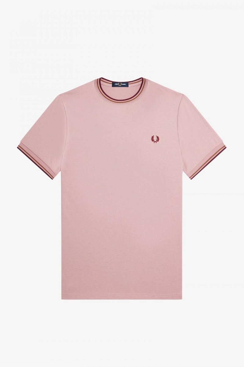 Camiseta Fred Perry Twin Tipped Hombre Rosas Rosas | MCLFT80873