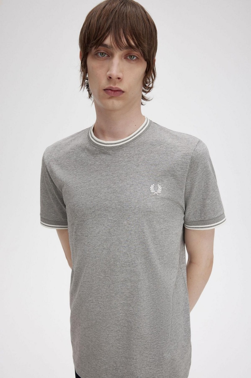 Camiseta Fred Perry Twin Tipped Hombre Steel Marl | CLIIZ46284