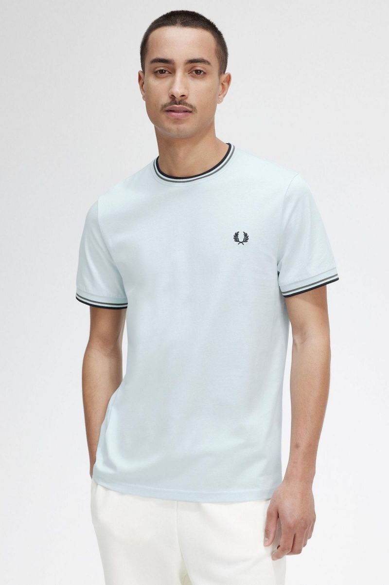 Camiseta Fred Perry Twin Tipped Hombre Verde Menta Verde Negras | CLXMI14654