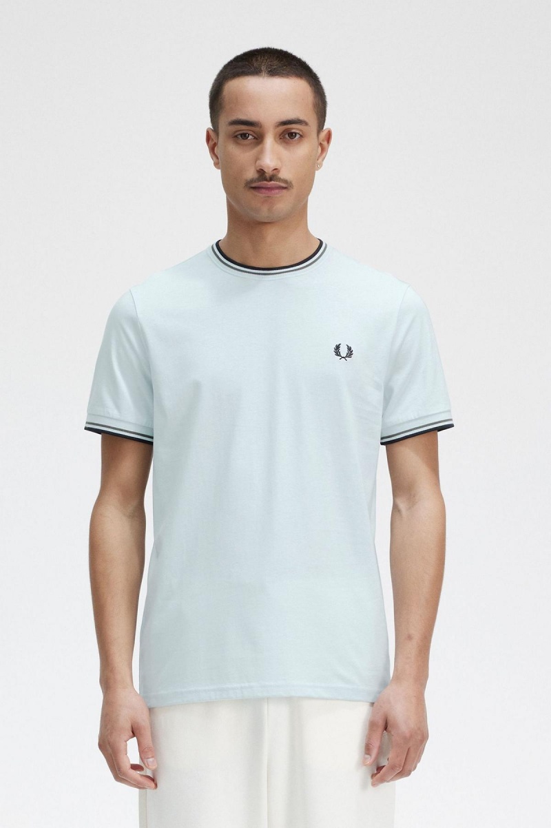 Camiseta Fred Perry Twin Tipped Hombre Verde Menta Verde Negras | CLXMI14654