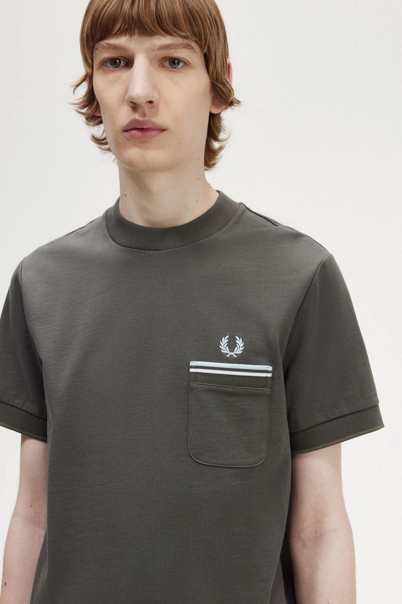 Camiseta Fred Perry Twin Tipped Pocket Hombre Verde | BCLSD33569