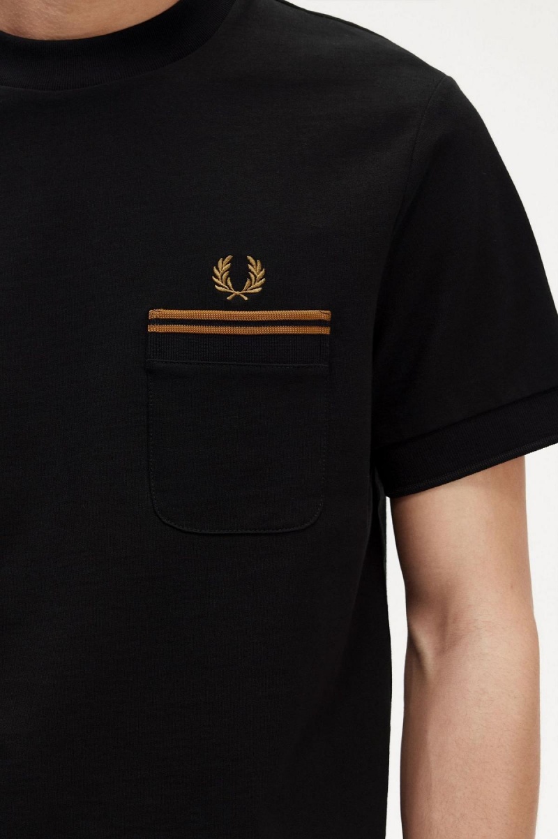 Camiseta Fred Perry Twin Tipped Pocket Hombre Negras | CLQAV87275