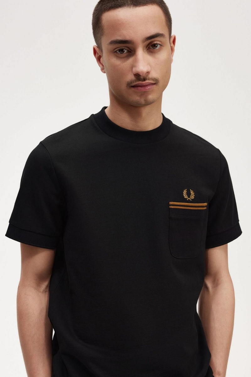 Camiseta Fred Perry Twin Tipped Pocket Hombre Negras | CLQAV87275