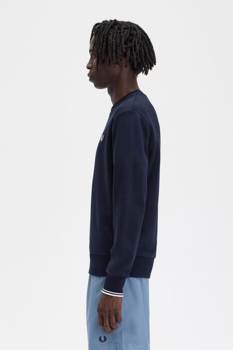 Chandals Fred Perry Crew Neck Sweatshirt Hombre Azul Marino | CLCIF44441