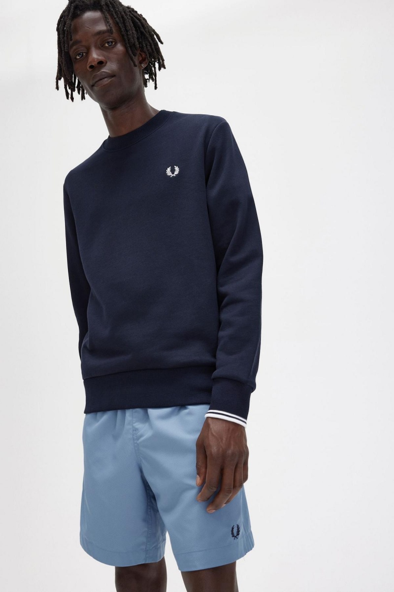 Chandals Fred Perry Crew Neck Sweatshirt Hombre Azul Marino | CLCIF44441