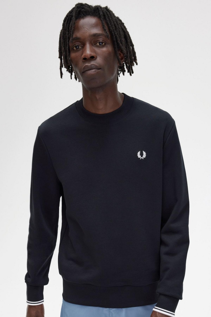 Chandals Fred Perry Crew Neck Sweatshirt Hombre Negras | TCLPQ14610