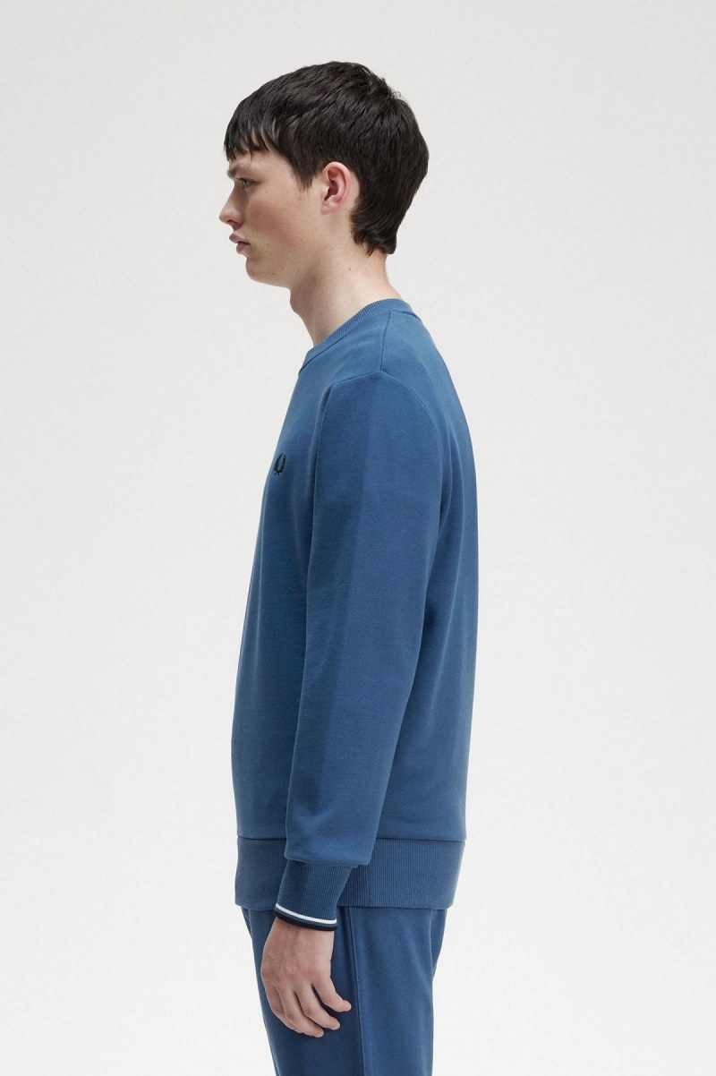 Chandals Fred Perry Crew Neck Sweatshirt Hombre Azules | GCLEC62318