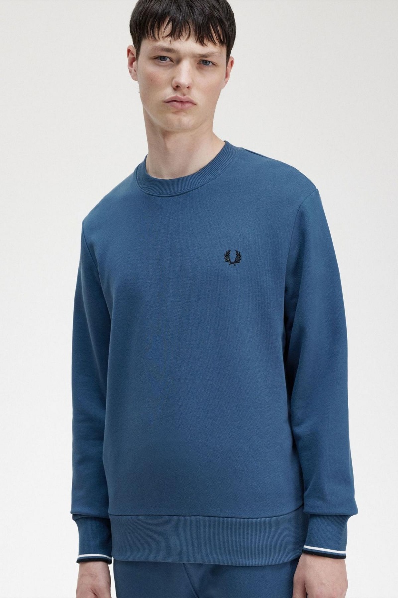 Chandals Fred Perry Crew Neck Sweatshirt Hombre Azules | GCLEC62318