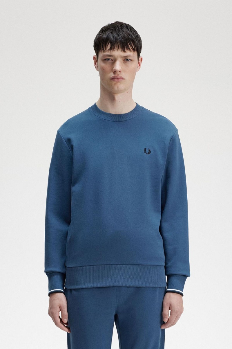 Chandals Fred Perry Crew Neck Sweatshirt Hombre Azules | GCLEC62318