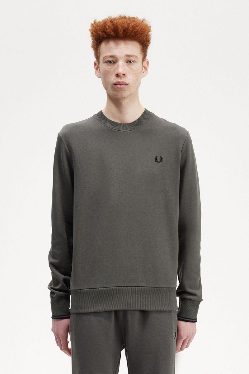 Chandals Fred Perry Crew Neck Sweatshirt Hombre Verde | SCLVO23190