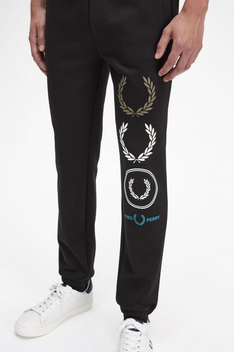 Chandals Fred Perry Estampadas Branding Sweatpants Hombre Negras | QCLUV12632