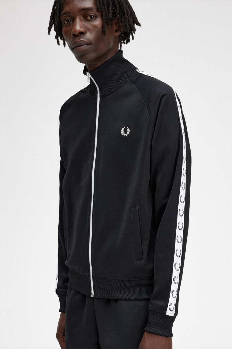 Chandals Fred Perry Taped Pista Jacket Hombre Negras | ZCLMJ21456