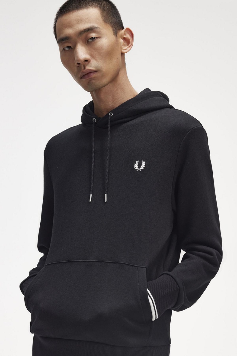 Chandals Fred Perry Tipped Encapuchado Sweatshirt Hombre Negras | LCLSX93574