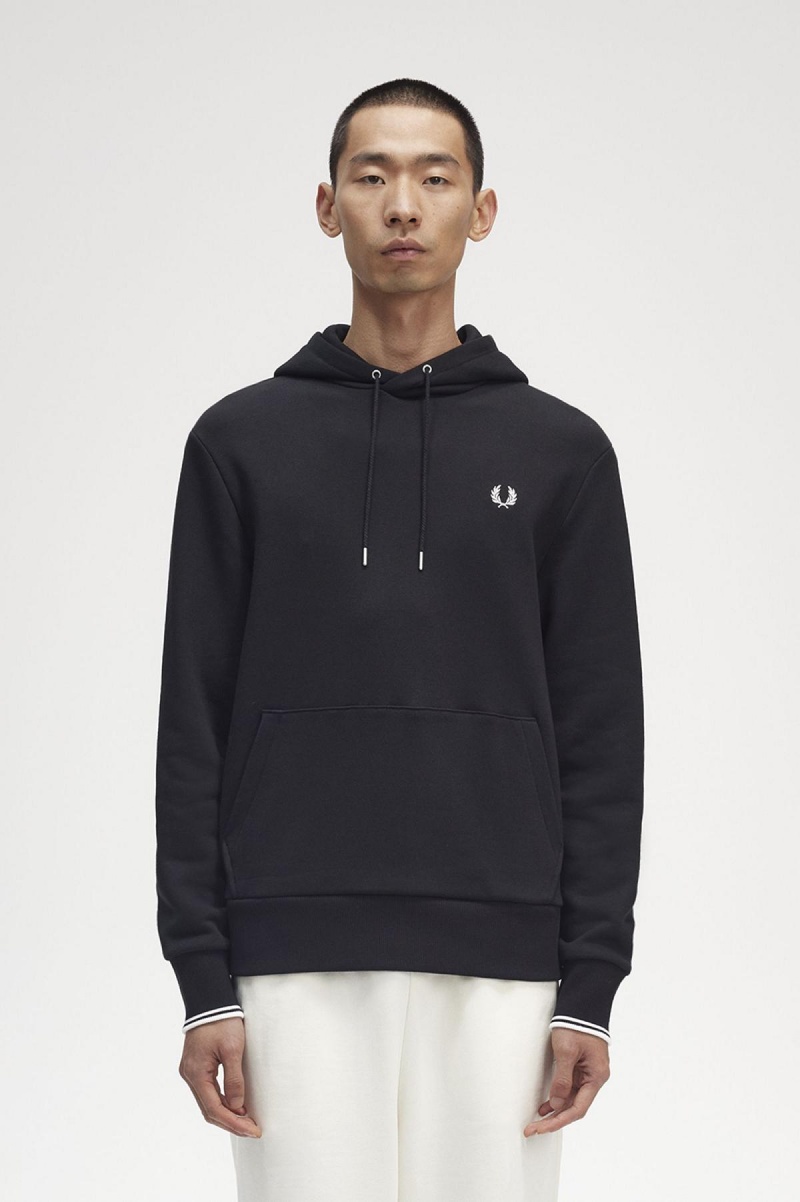 Chandals Fred Perry Tipped Encapuchado Sweatshirt Hombre Negras | LCLSX93574