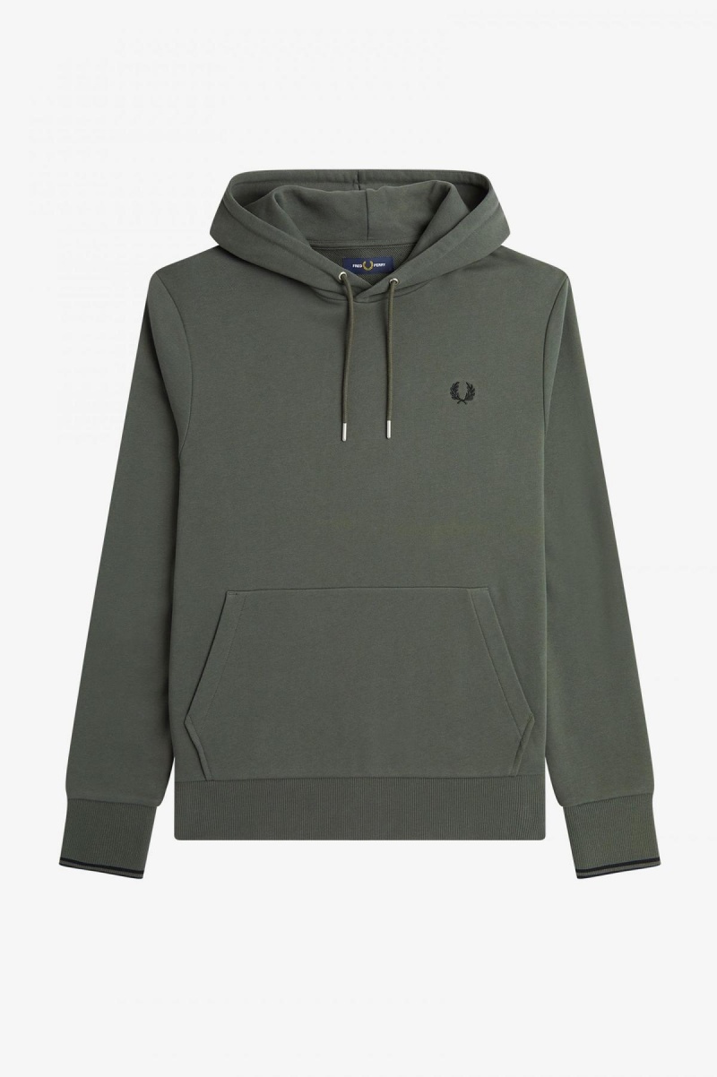 Chandals Fred Perry Tipped Encapuchado Sweatshirt Hombre Verde | CLQAV75490