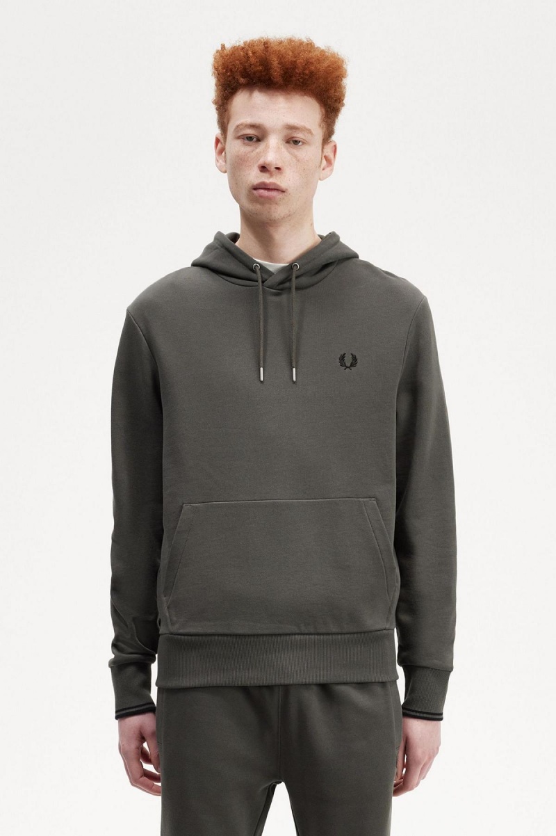 Chandals Fred Perry Tipped Encapuchado Sweatshirt Hombre Verde | CLQAV75490