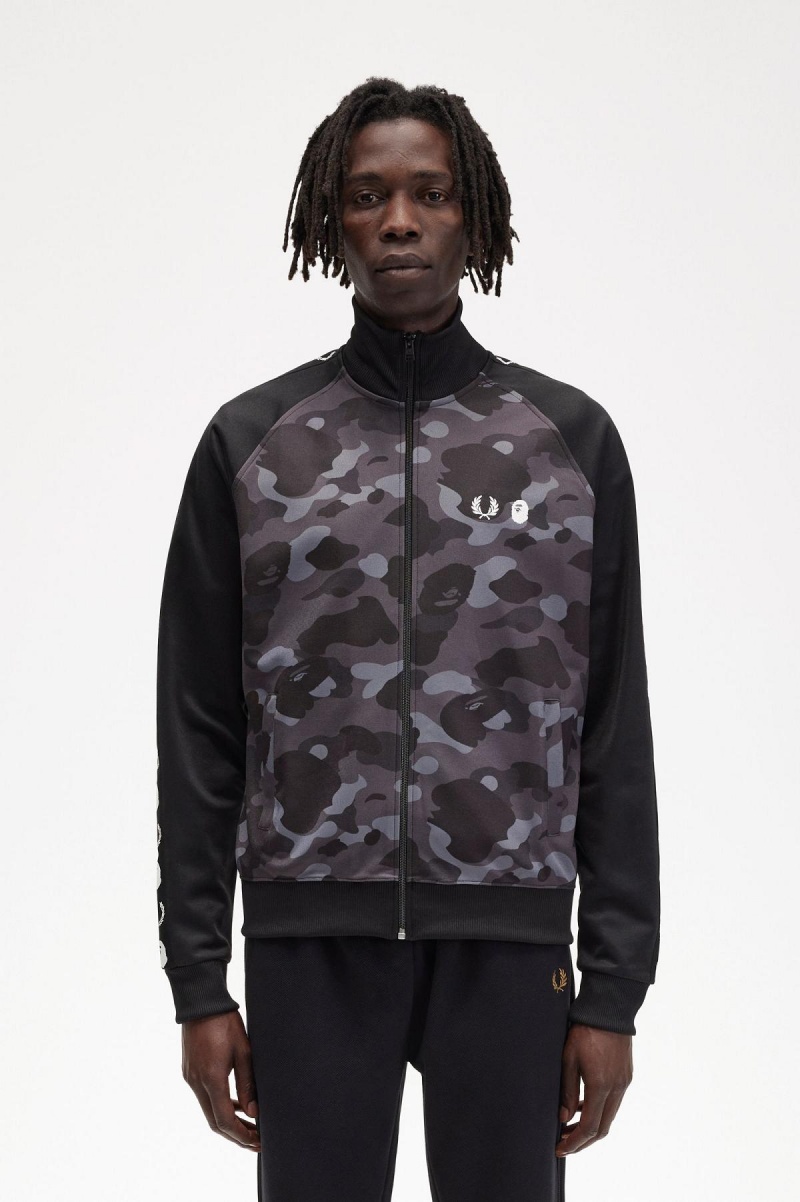 Chaqueta de Chandal Fred Perry Camouflage Panel Hombre Negras | CLDFL94854