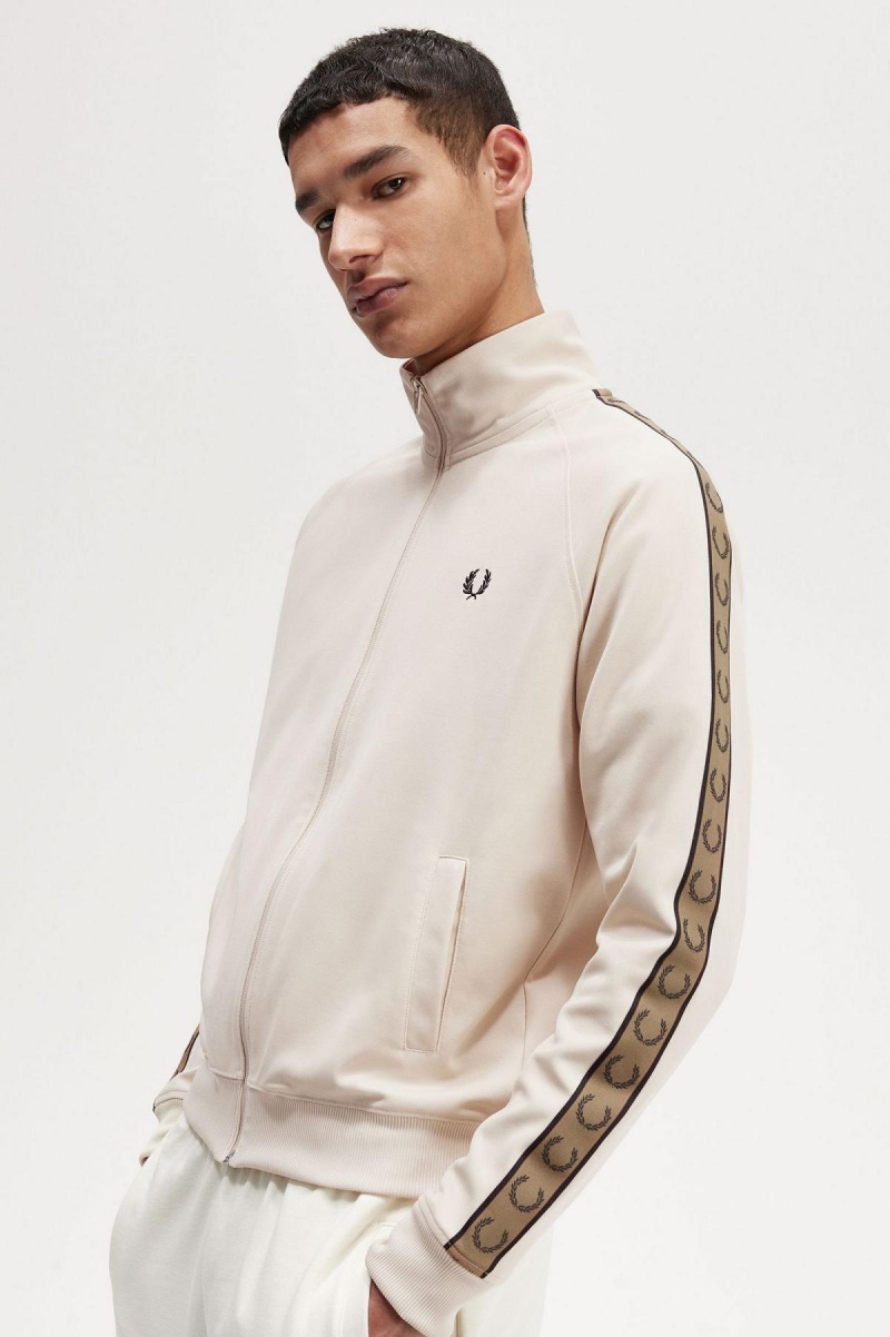 Chaqueta de Chandal Fred Perry Contrast Tape Hombre Oatmeal / Shaded Stone | CLDFL19836