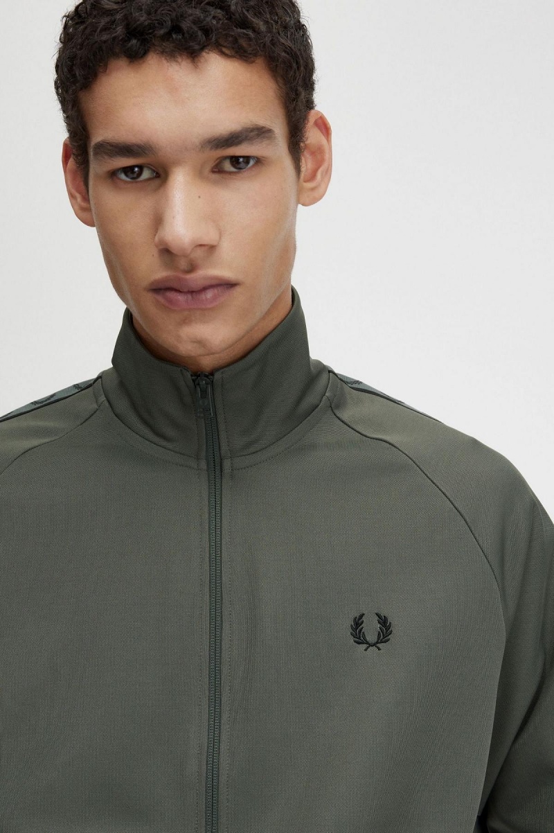 Chaqueta de Chandal Fred Perry Contrast Tape Hombre Verde Negras | TCLWZ89525