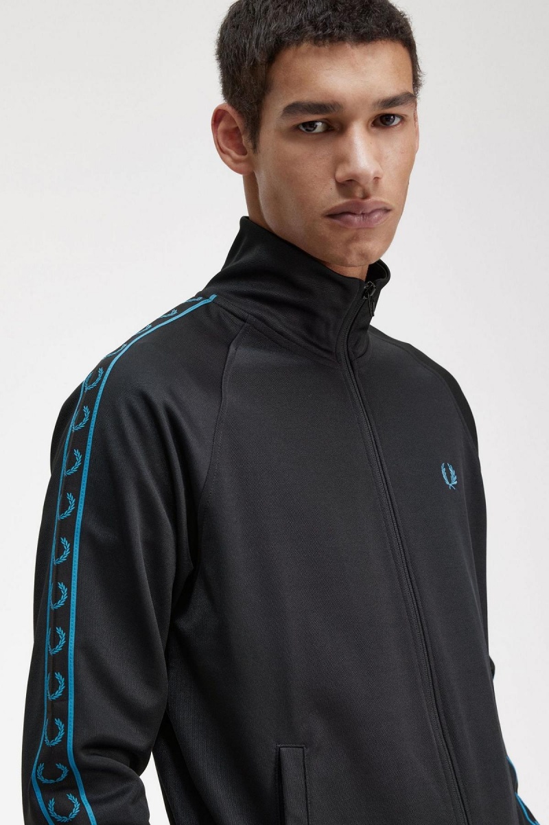 Chaqueta de Chandal Fred Perry Contrast Tape Hombre Negras Azules | SCLNY62612