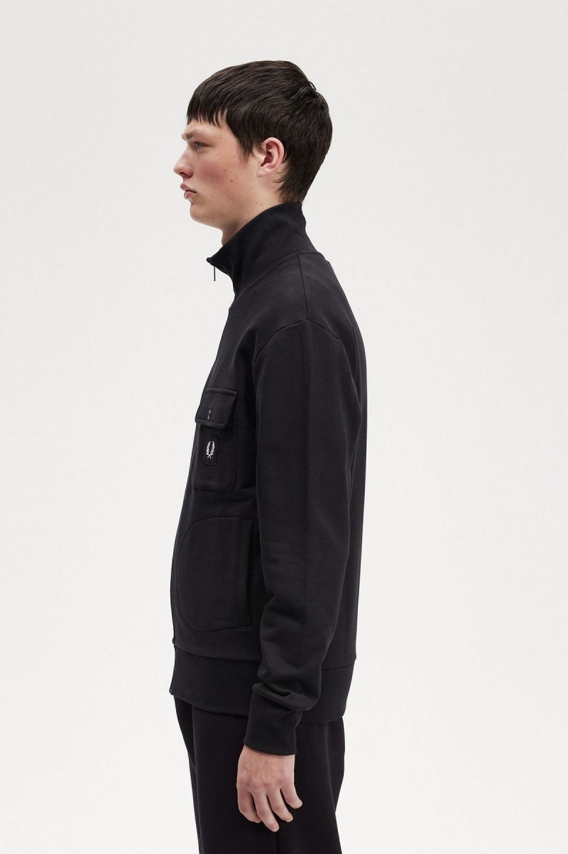 Chaqueta de Chandal Fred Perry Funnel Neck Hombre Negras | SCLNY72460