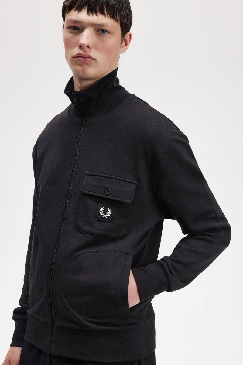 Chaqueta de Chandal Fred Perry Funnel Neck Hombre Negras | SCLNY72460