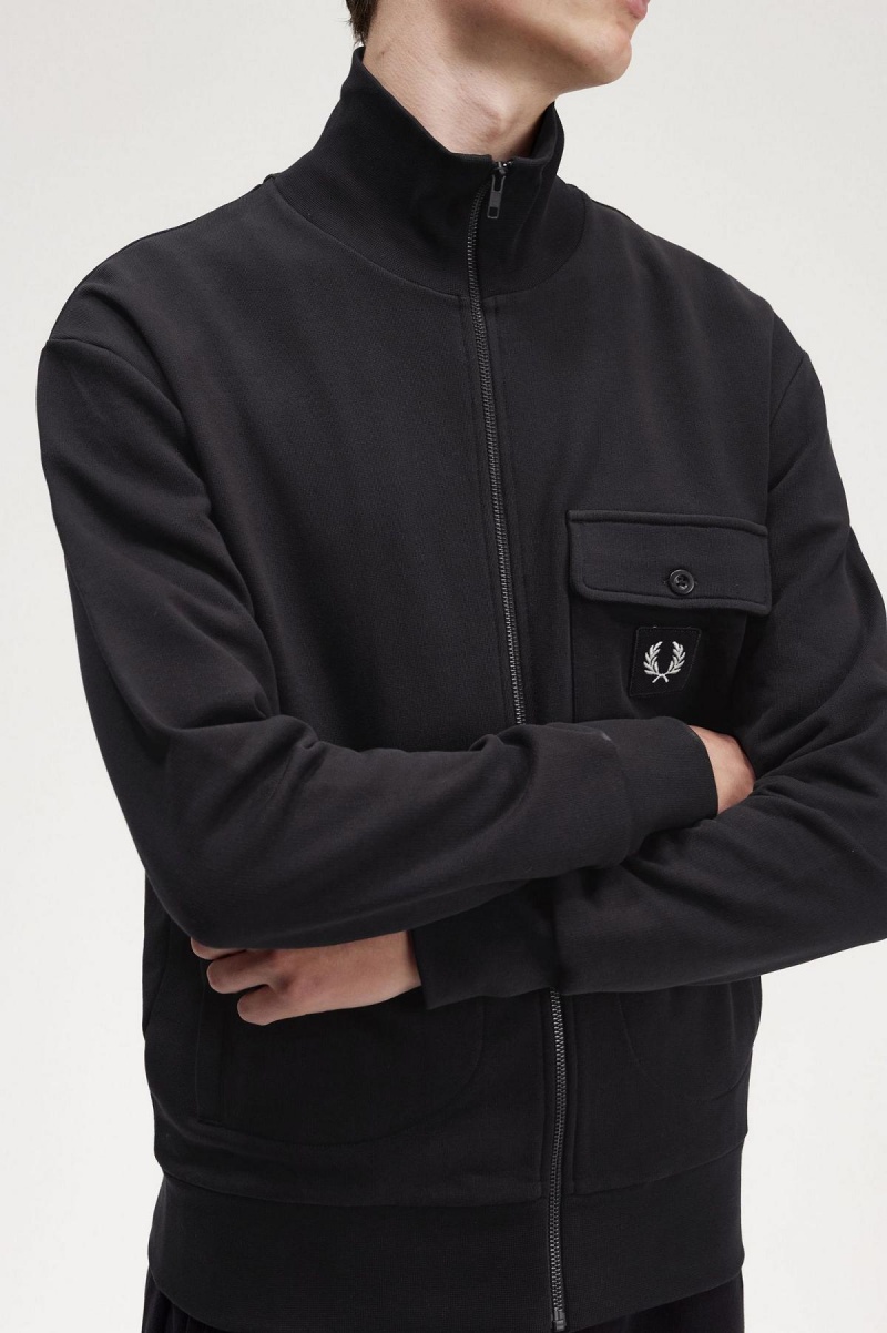 Chaqueta de Chandal Fred Perry Funnel Neck Hombre Negras | SCLNY72460