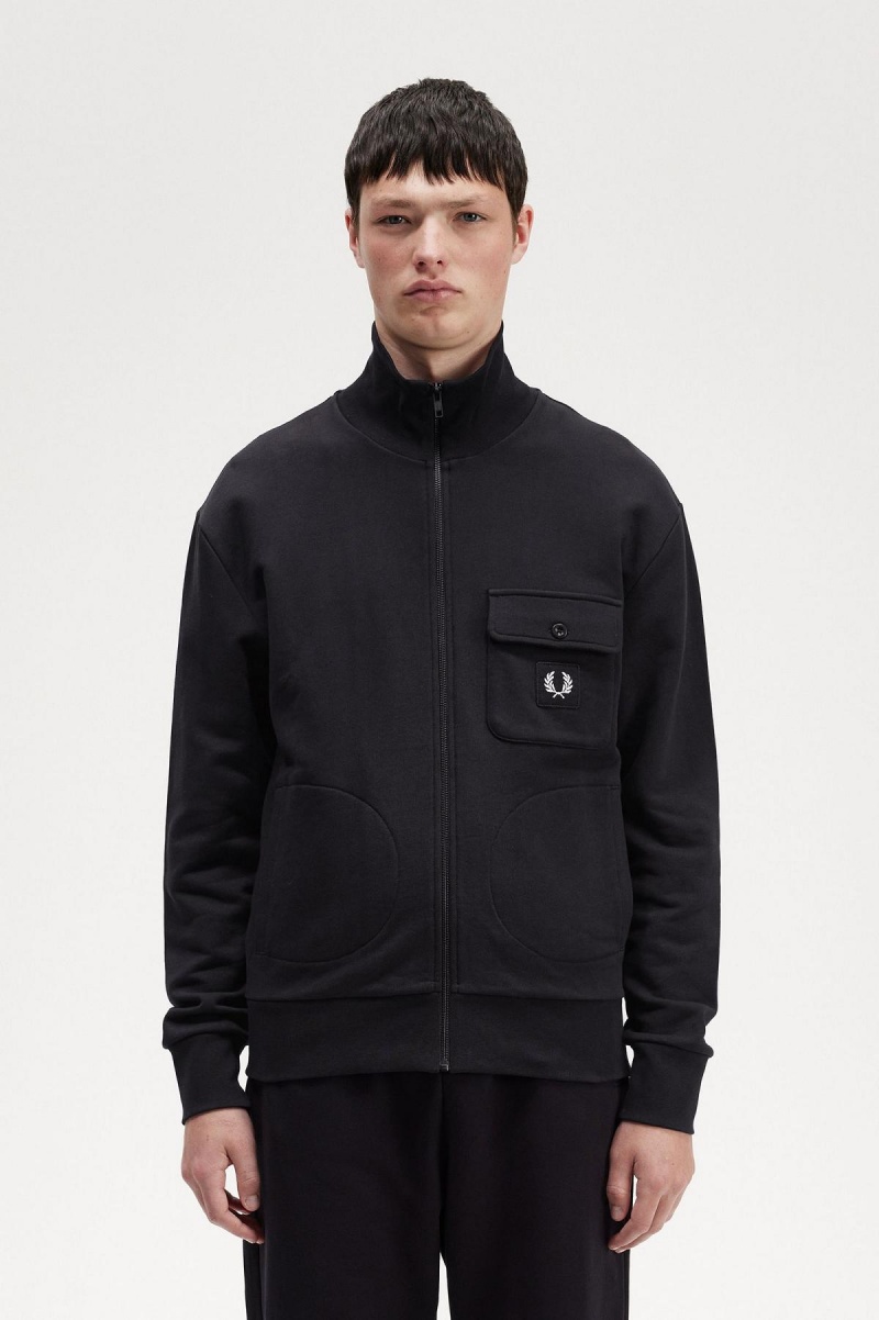 Chaqueta de Chandal Fred Perry Funnel Neck Hombre Negras | SCLNY72460