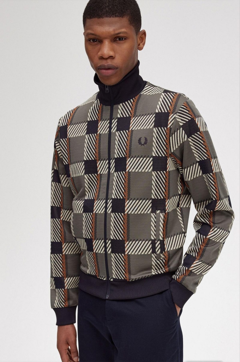 Chaqueta de Chandal Fred Perry Glitch Tartan Hombre Verde | CLCIF76550