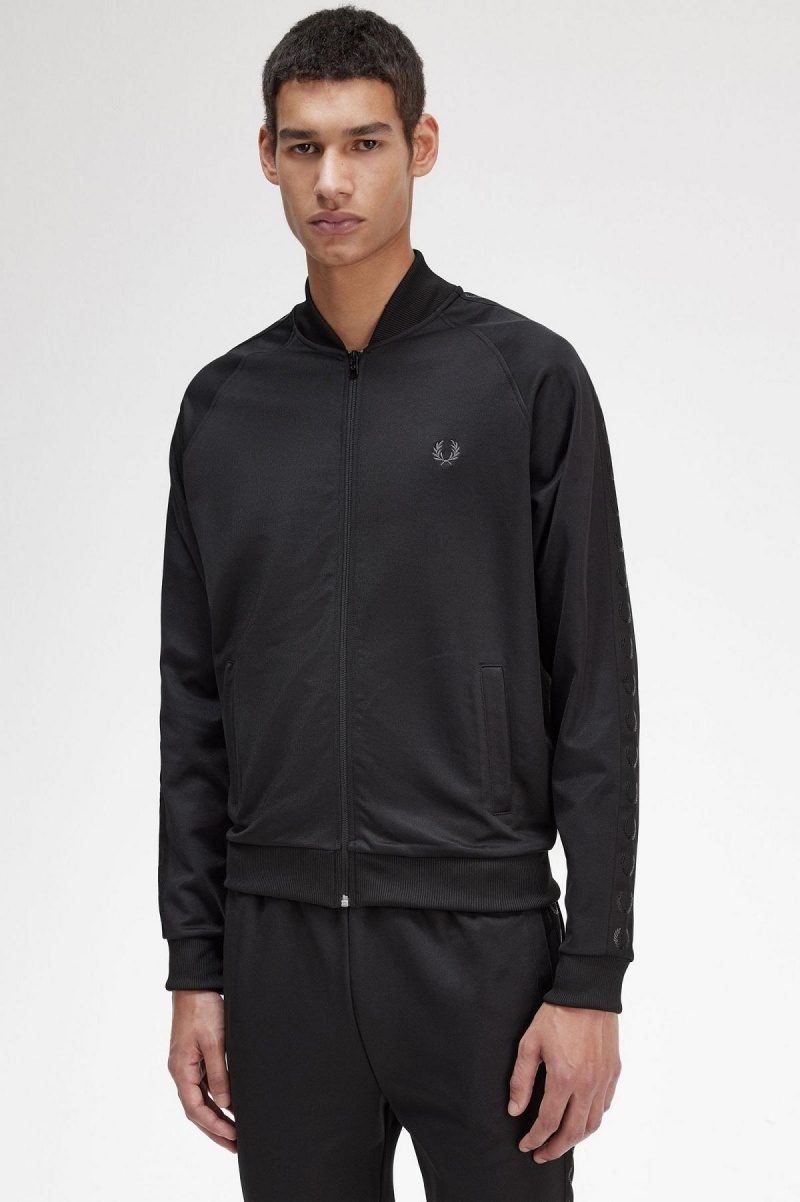 Chaqueta de Chandal Fred Perry Tonal Tape Hombre Negras | TCLWZ98564