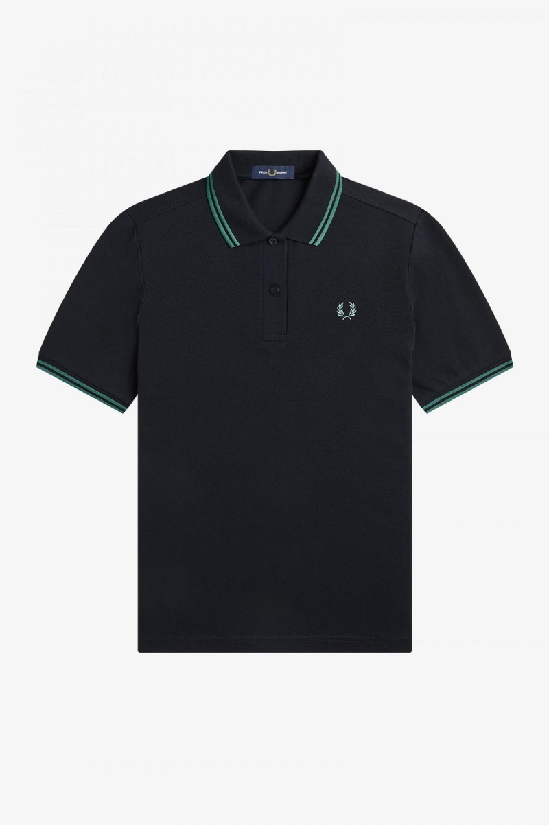 Fred Perry Shirt Fred Perry G3600 Mujer Negras Verde Menta Oscuro Verde Menta Oscuro | YCLGT89033