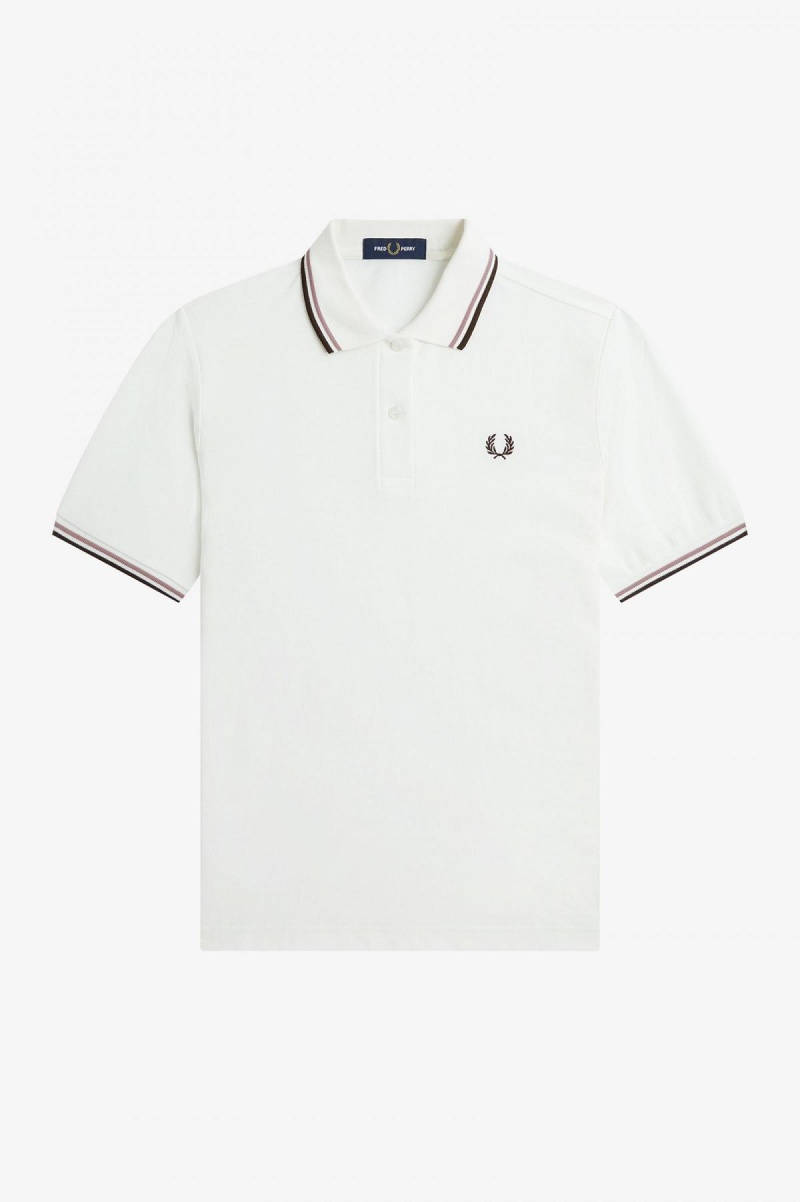 Fred Perry Shirt Fred Perry G3600 Mujer Blancas Rosas Oscuro | PCLQX11010