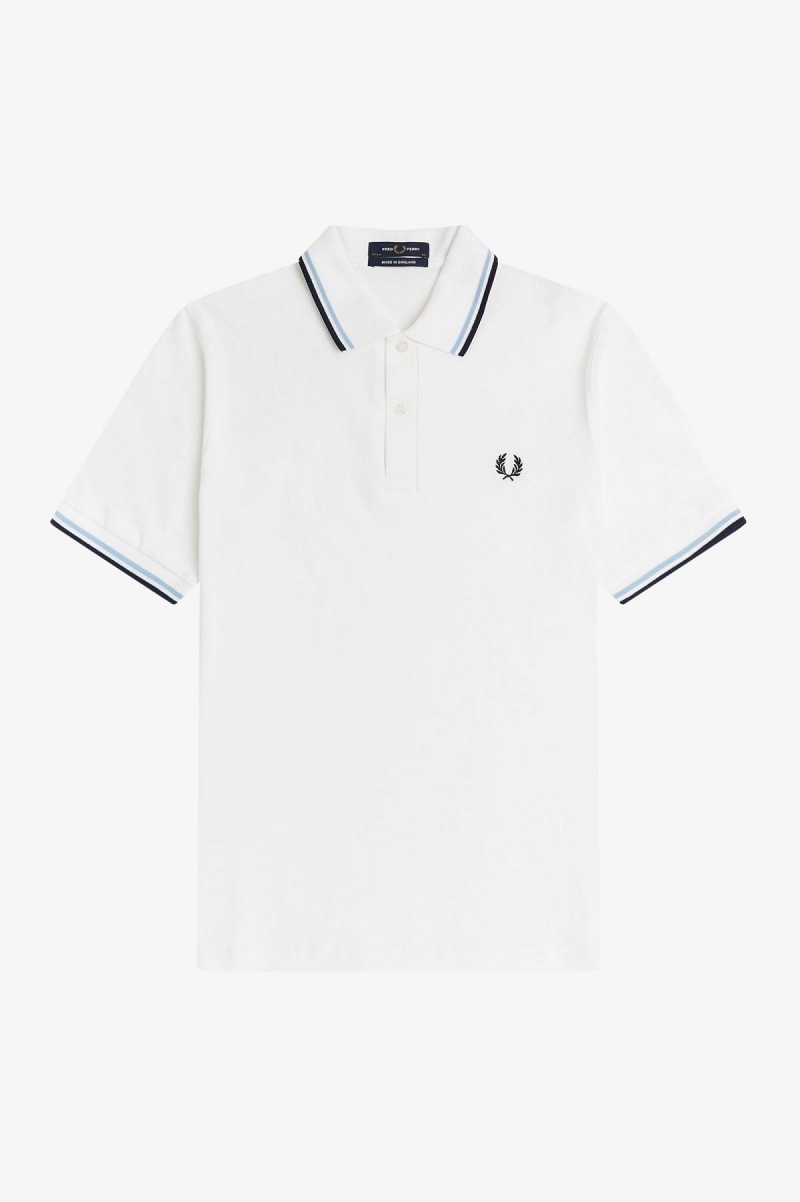 Fred Perry Shirt Fred Perry M12 Hombre Blancas Azul Marino | CLJZR89244