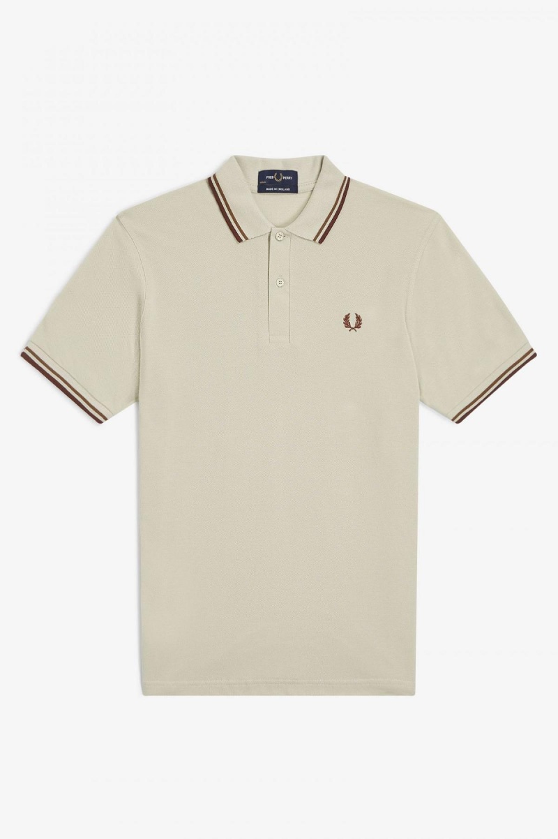 Fred Perry Shirt Fred Perry M12 Hombre Verde Menta Marrones | YCLGT81272