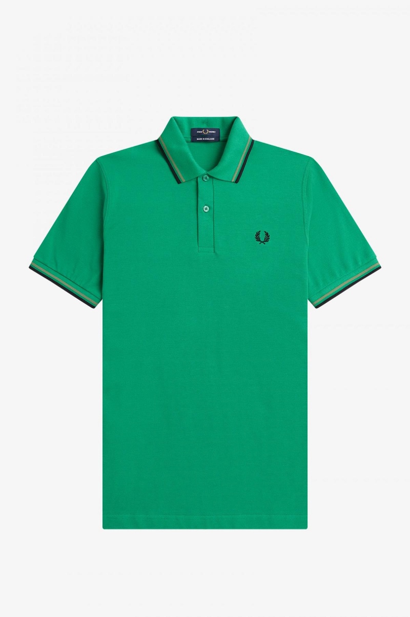 Fred Perry Shirt Fred Perry M12 Hombre Verde Verde Negras | GCLEC15210