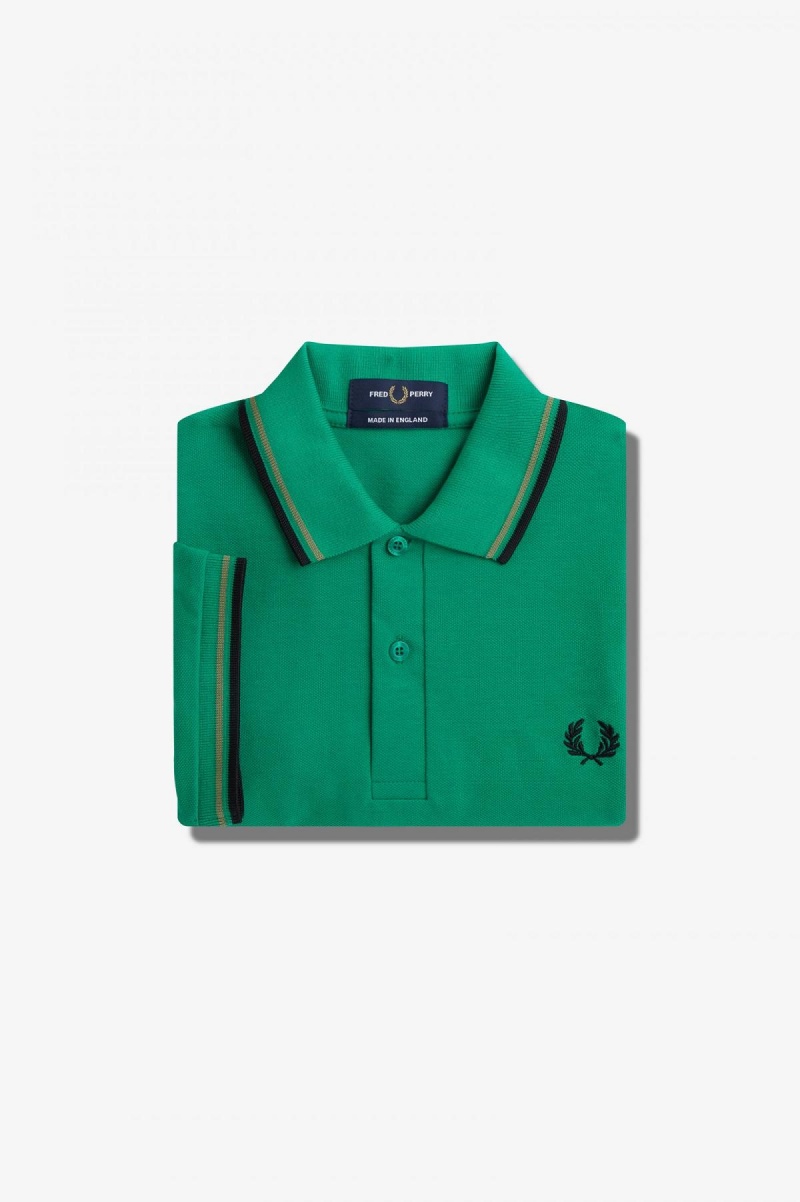 Fred Perry Shirt Fred Perry M12 Hombre Verde Verde Negras | GCLEC15210