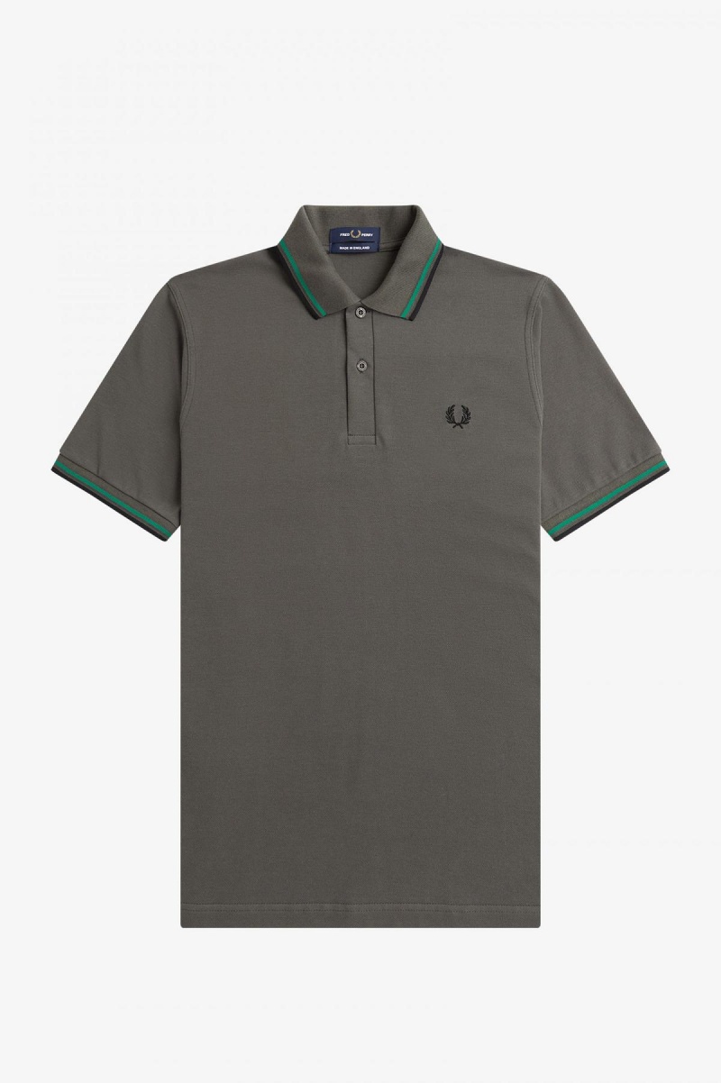 Fred Perry Shirt Fred Perry M12 Hombre Verde Verde Negras | CLDYB84641