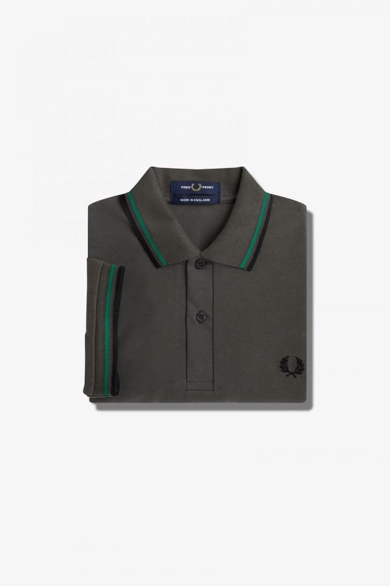 Fred Perry Shirt Fred Perry M12 Hombre Verde Verde Negras | CLDYB84641