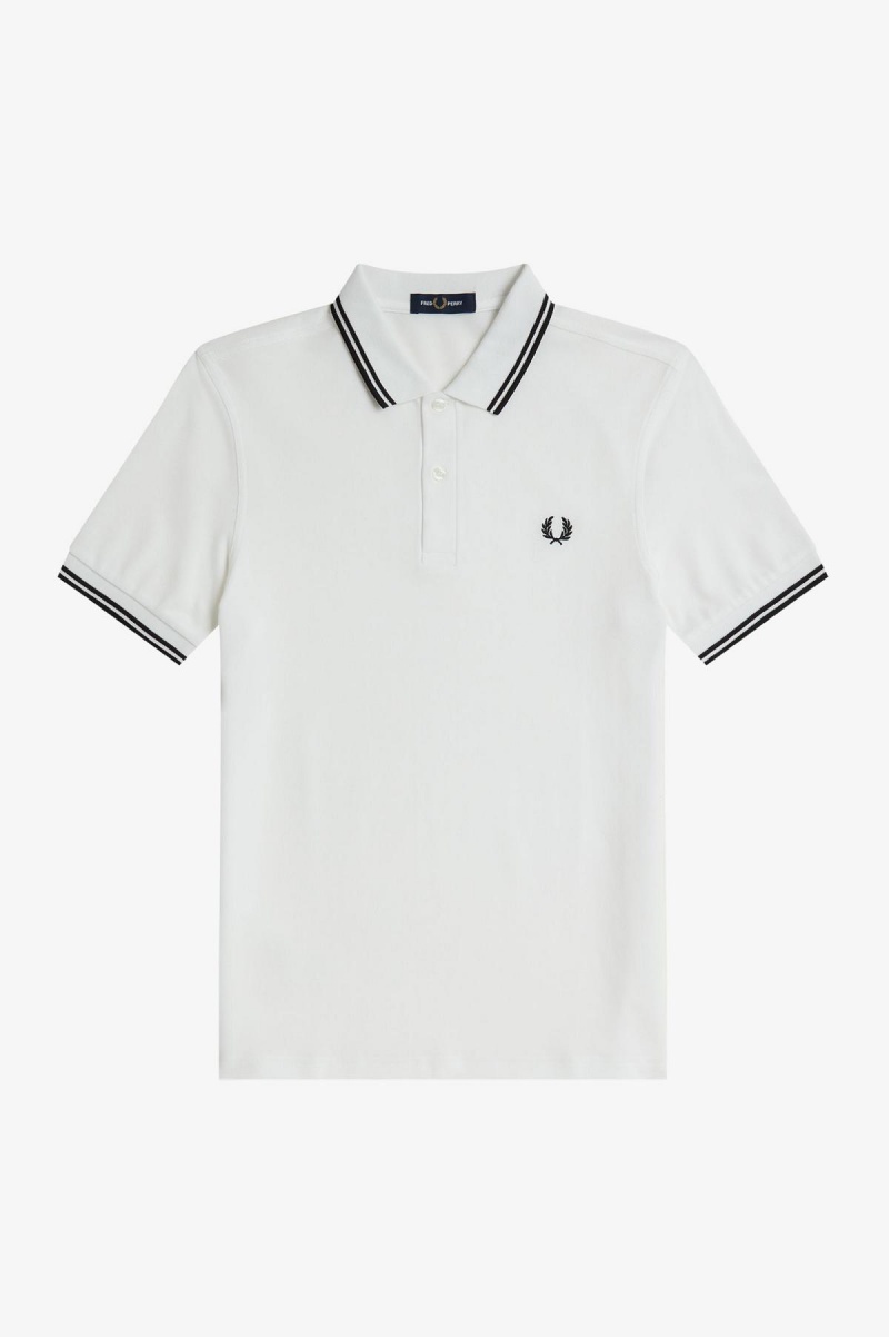 Fred Perry Shirt Fred Perry M3600 Hombre Blancas Negras Negras | CLIIZ41011