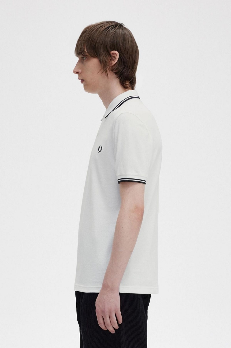 Fred Perry Shirt Fred Perry M3600 Hombre Blancas Negras Negras | CLIIZ41011