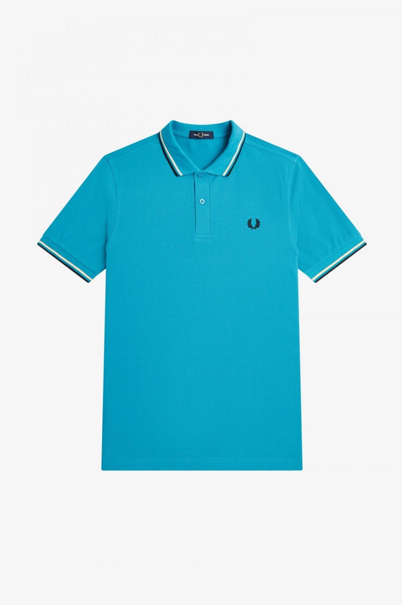 Fred Perry Shirt Fred Perry M3600 Hombre Azules Creme Negras | PCLER46469