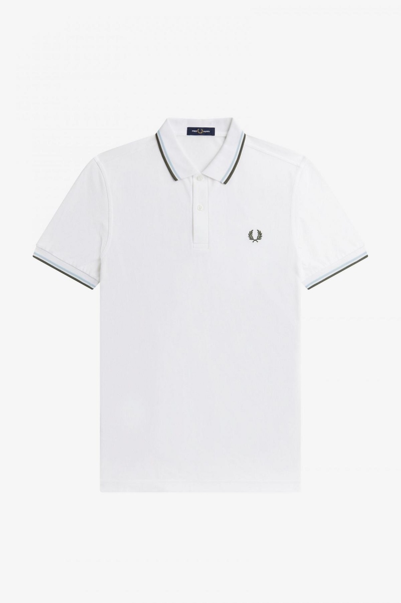 Fred Perry Shirt Fred Perry M3600 Hombre Blancas Verde Menta Verde | GCLEC24574