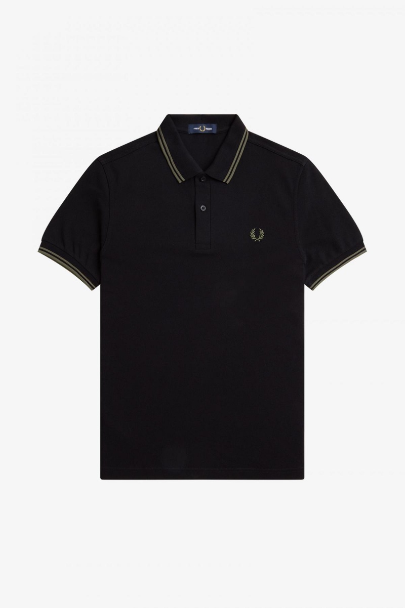 Fred Perry Shirt Fred Perry M3600 Hombre Negras Verde Verde | MCLHR85785