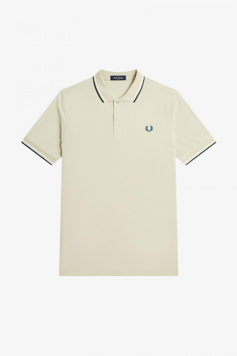 Fred Perry Shirt Fred Perry M3600 Hombre Verde Menta Blancas Azules | CLQCS40556