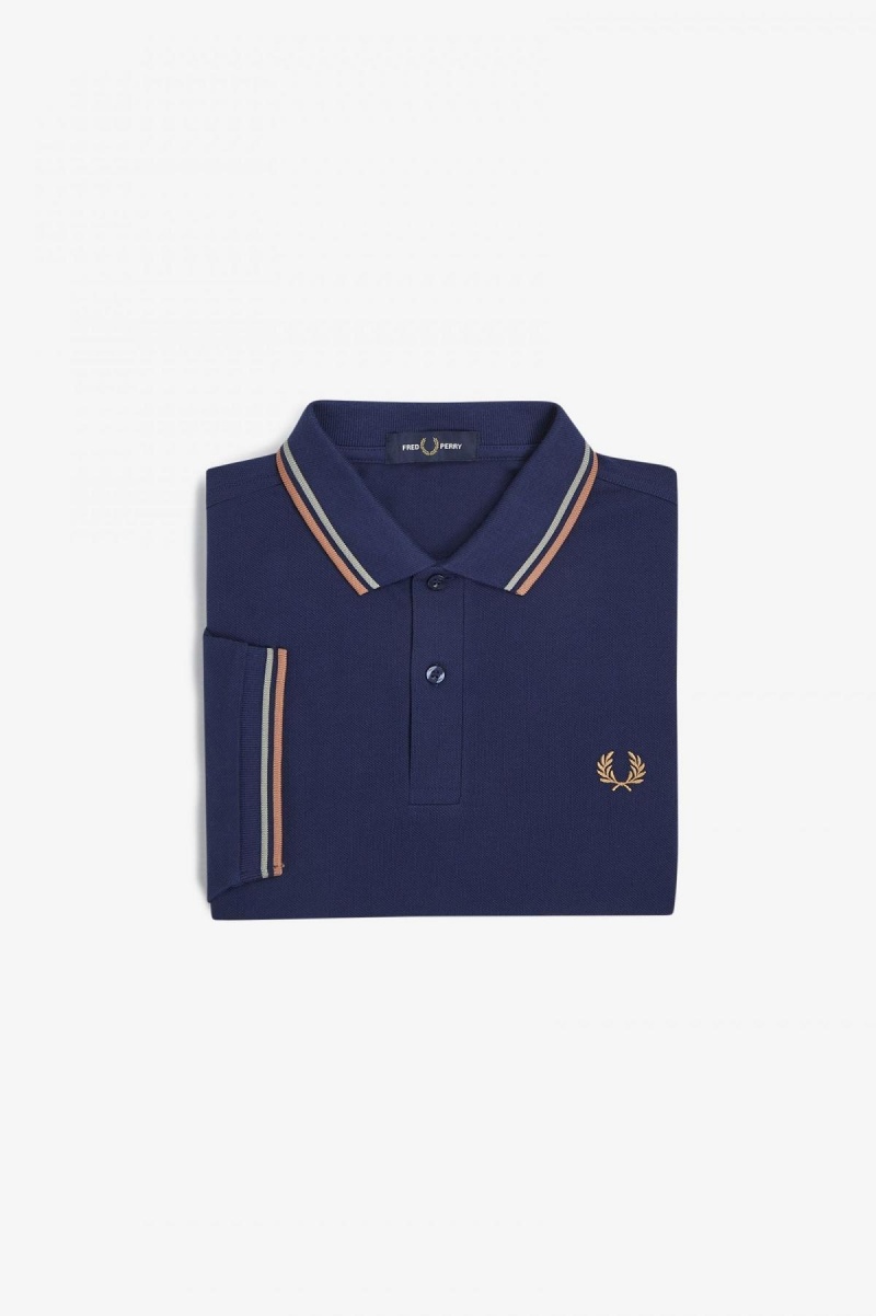 Fred Perry Shirt Fred Perry M3600 Hombre Azul Marino Verde Menta | CLQAV25898