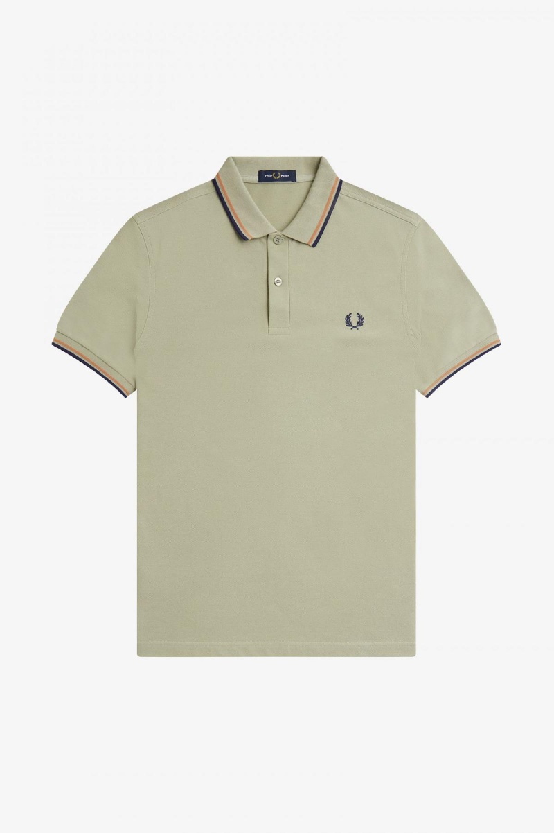 Fred Perry Shirt Fred Perry M3600 Hombre Verde Menta Azul Marino | CLEAH64727